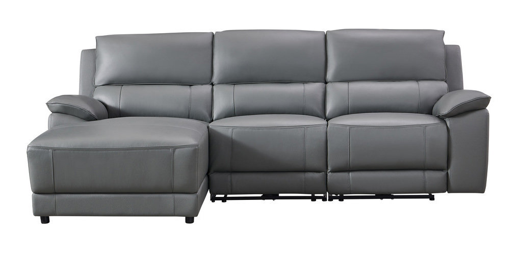 Hailey Leather/PVC Reclining Sofa with Left Chaise