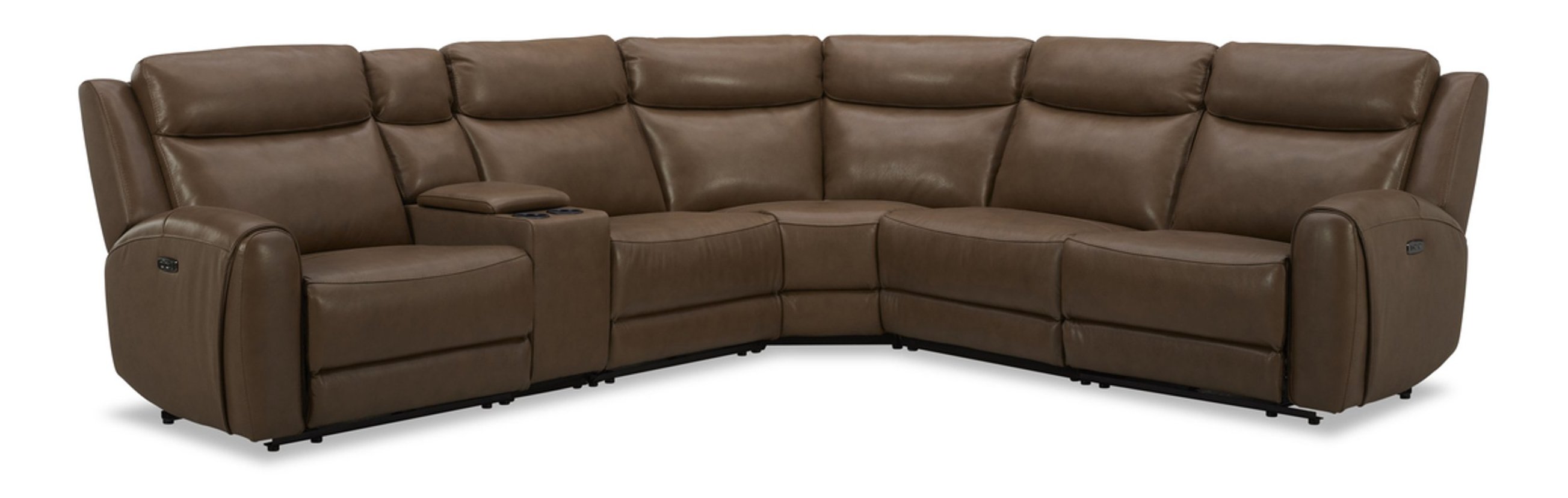 Wonder Leather L-Shape Sectional Sofa with Power Recliners & Storage Console