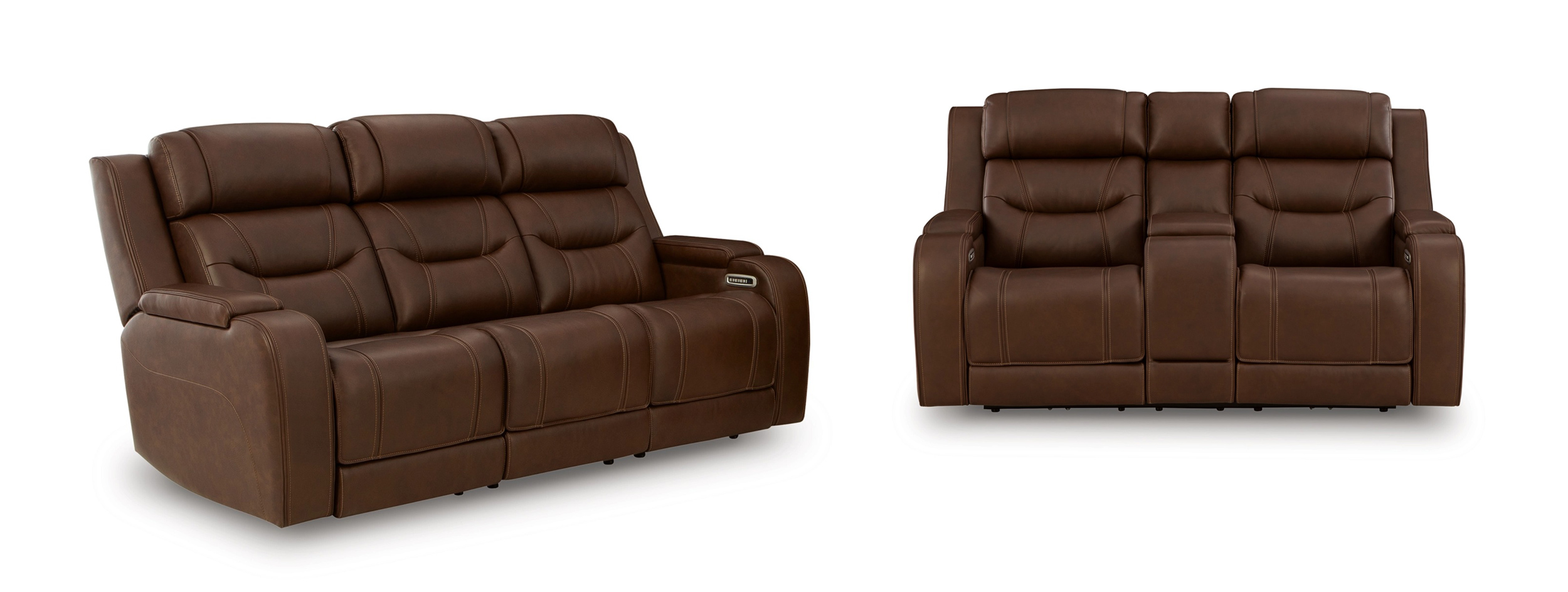 Knightington Power Leather/PVC Power Reclining Living Set w/Audio Seating