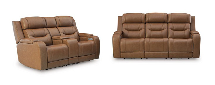 Knightington Power Leather/PVC Power Reclining Living Set w/Audio Seating