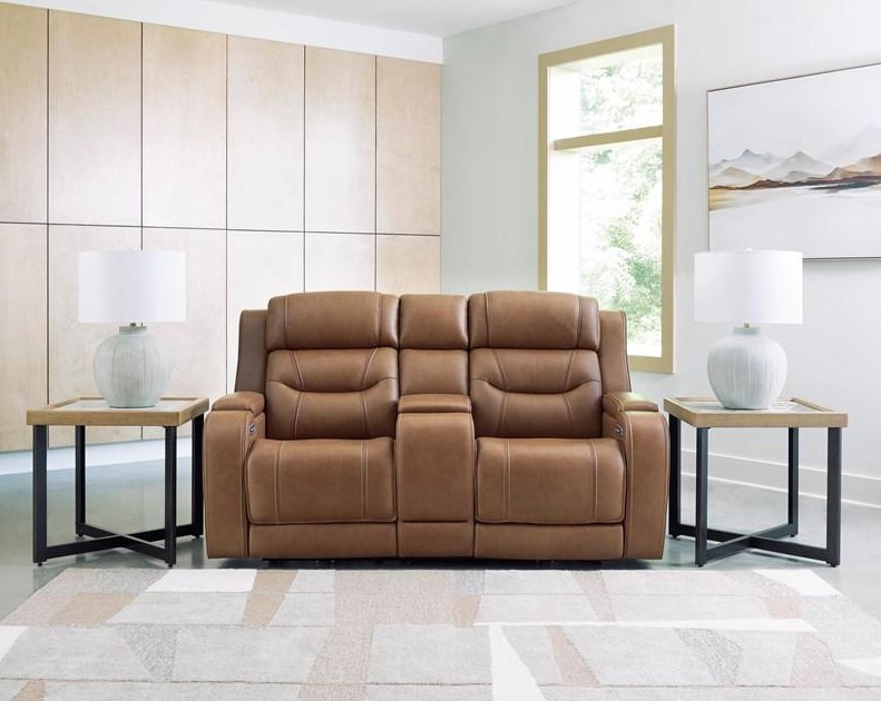 Knightington Power Leather/PVC Power Reclining Living Set w/Audio Seating