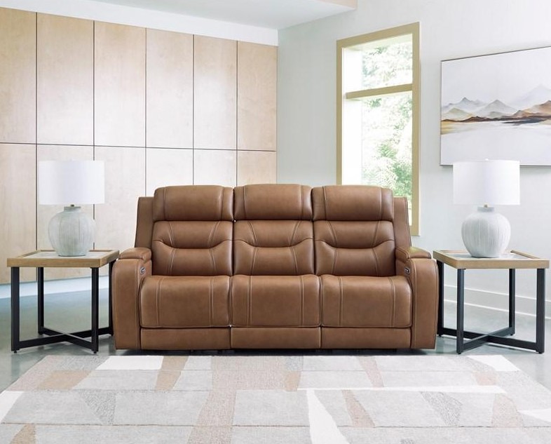 Knightington Power Leather/PVC Power Reclining Living Set w/Audio Seating