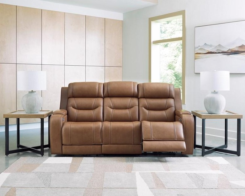 Knightington Power Leather/PVC Power Reclining Living Set w/Audio Seating