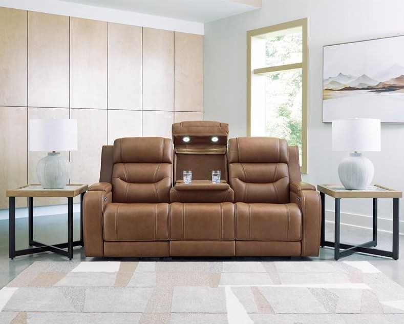 Knightington Power Leather/PVC Power Reclining Living Set w/Audio Seating