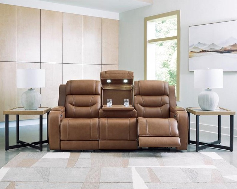 Knightington Power Leather/PVC Power Reclining Living Set w/Audio Seating