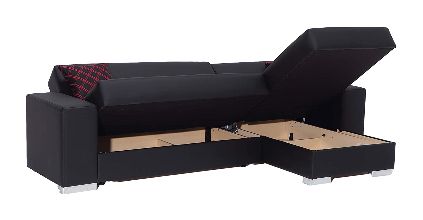 Kobe PU Storage Sleeper Convertible Sectional Sofa
