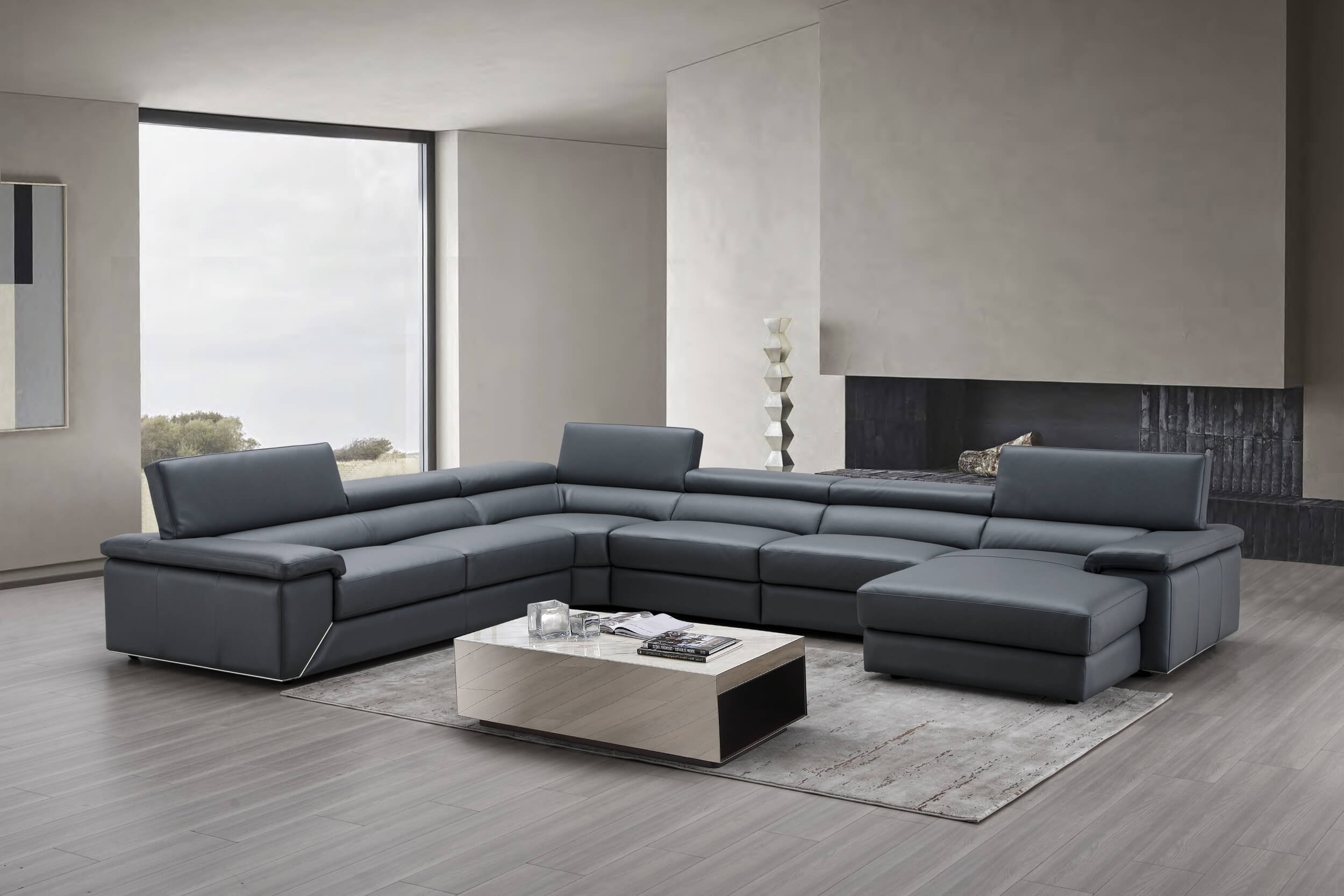 Kobe Premium Leather Right Arm Chaise Sectional