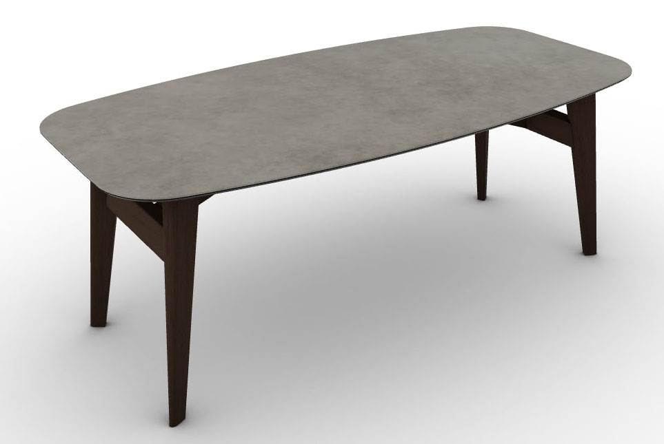 Abrey W78.7-inch Ceramic/Wood Customizable Elliptical Dining Table