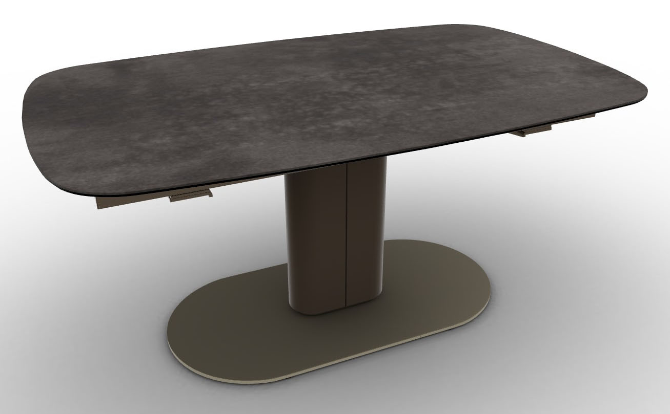 Cameo W64.9"-79.9"-94.8" Ceramic/Metal/Wood Extendable Customizable Elliptical Dining Table
