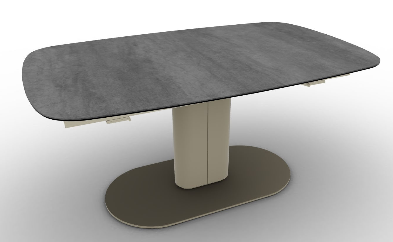 Cameo W64.9"-79.9"-94.8" Ceramic/Metal/Wood Extendable Customizable Elliptical Dining Table
