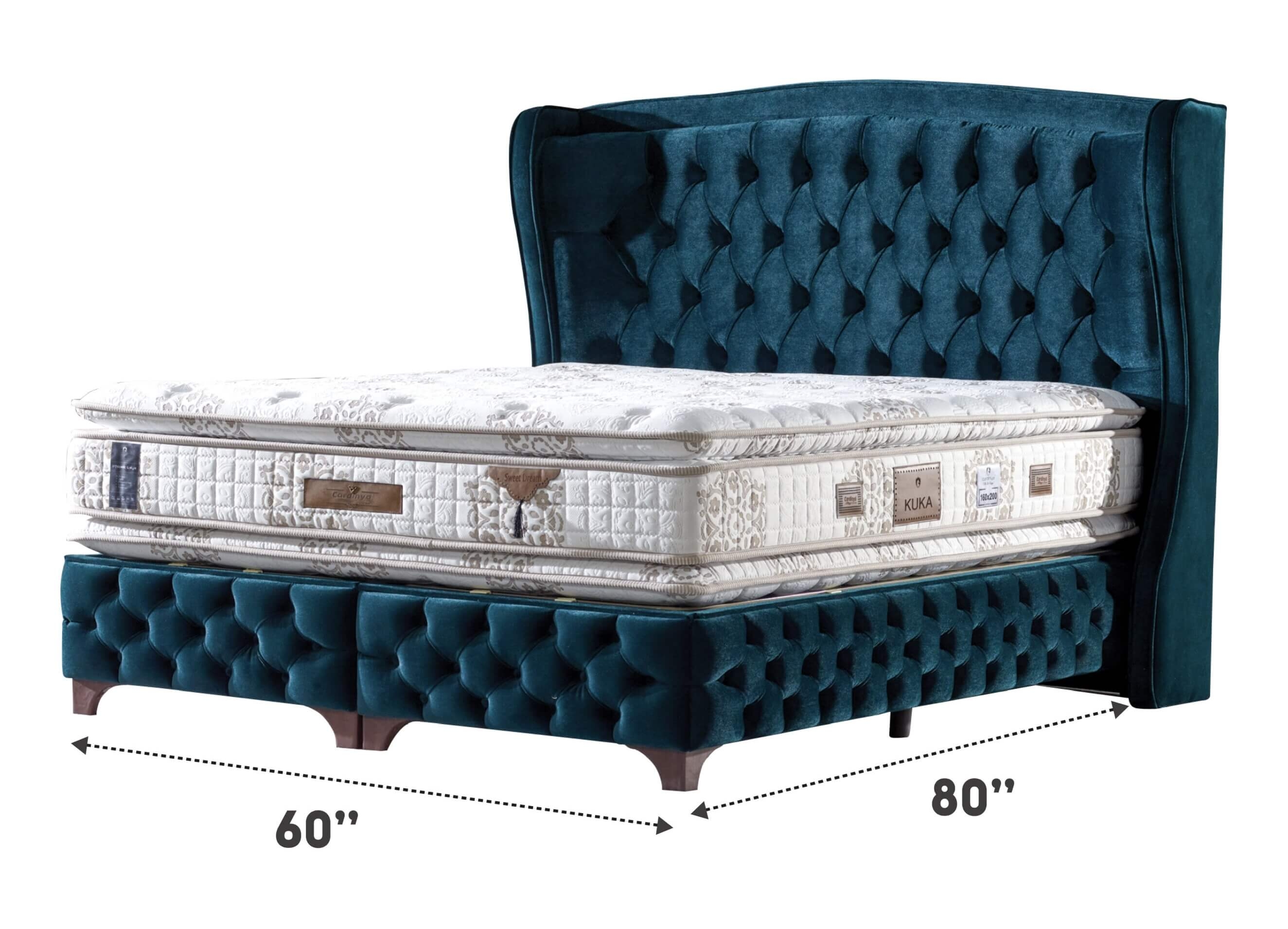 Kuka Tufted Velvet Bed, Queen Size