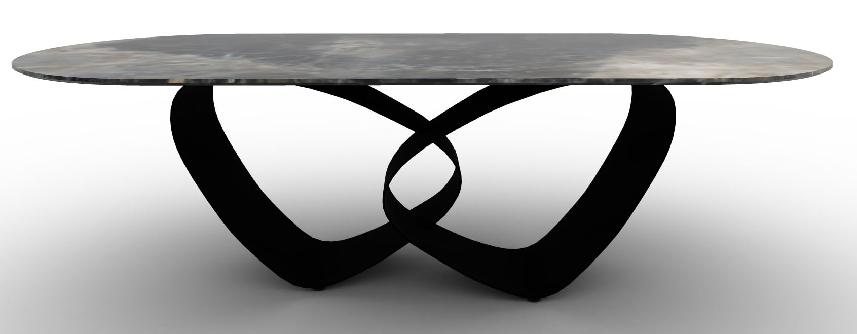 Breeze W98.4-inch Ceramic/Metal Customizable Oval Dining Table