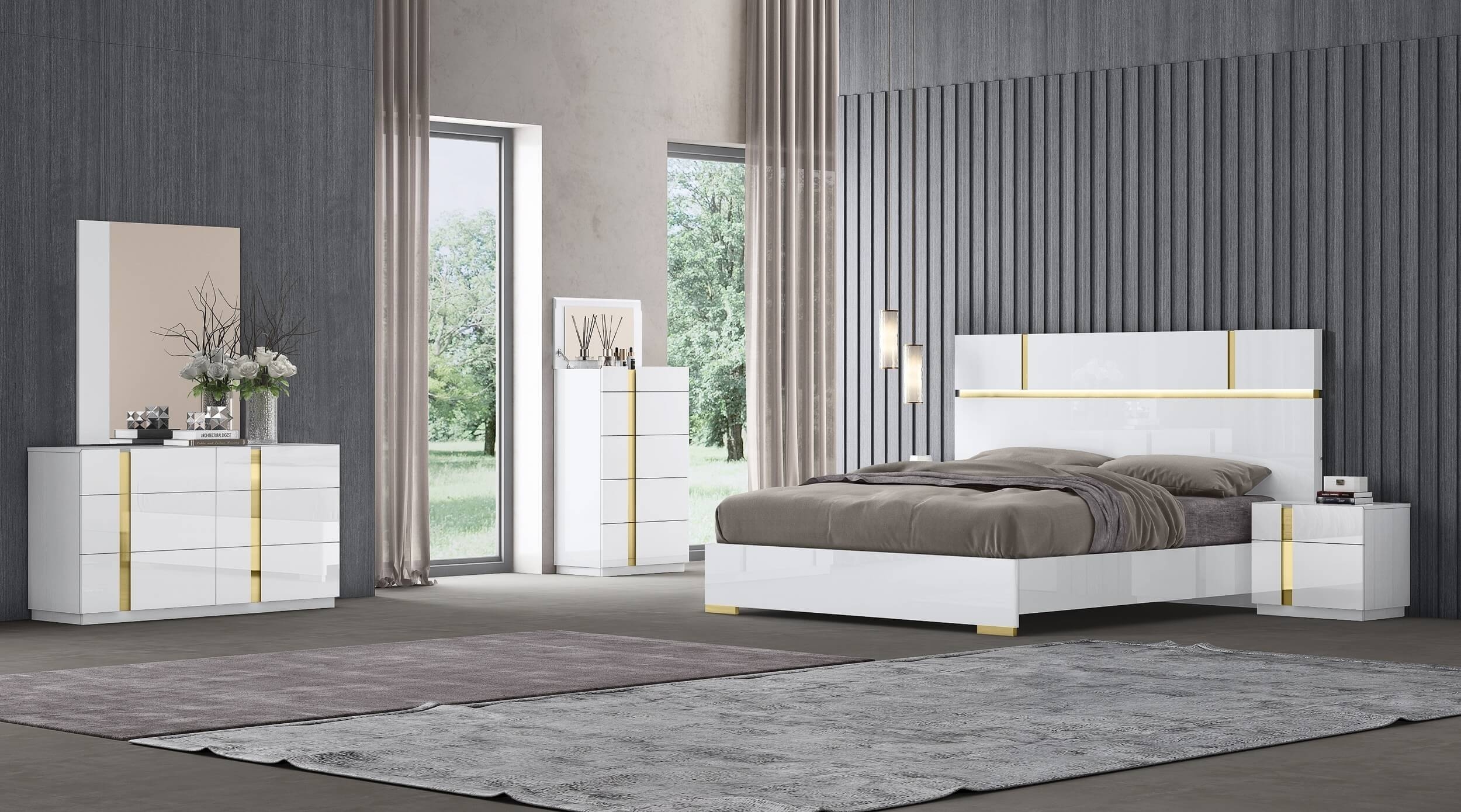 Kyoto High Gloss Lacquer LED Queen Size Bed