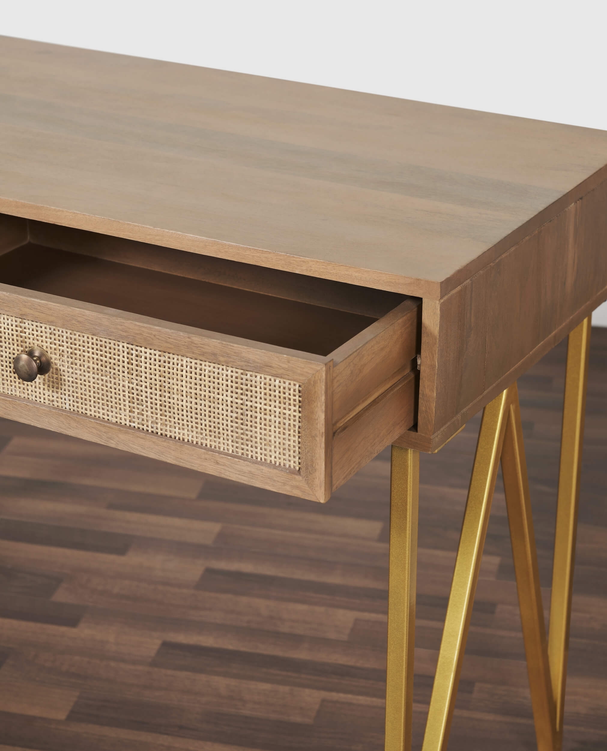 Lana 45" Solid Wood Writing Desk with 2 Drawers