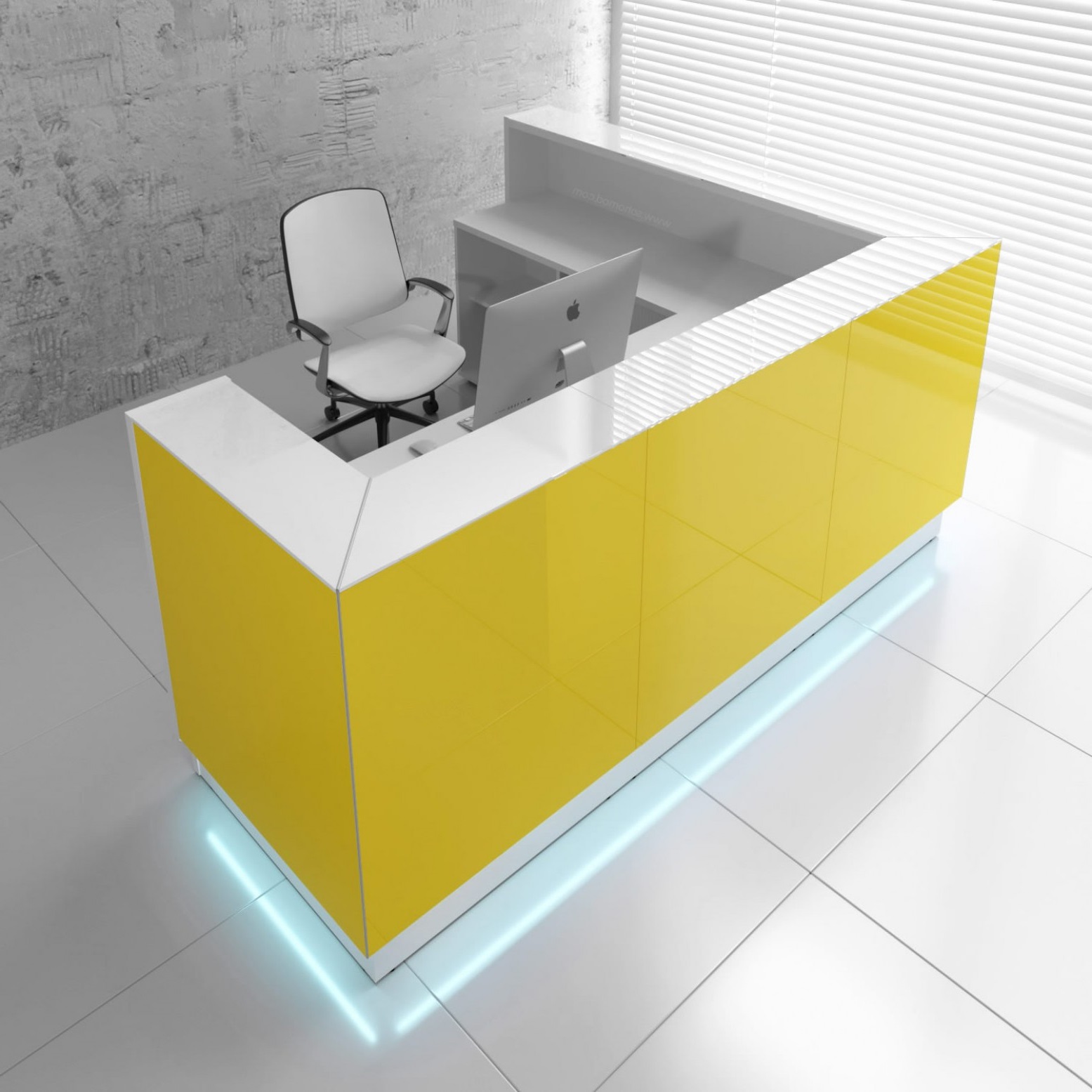 Linea 96" Corner Reception Desk w/LED Light