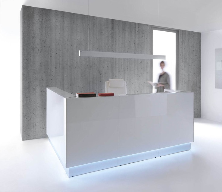 Linea 96" Corner Reception Desk w/LED Light, RAF