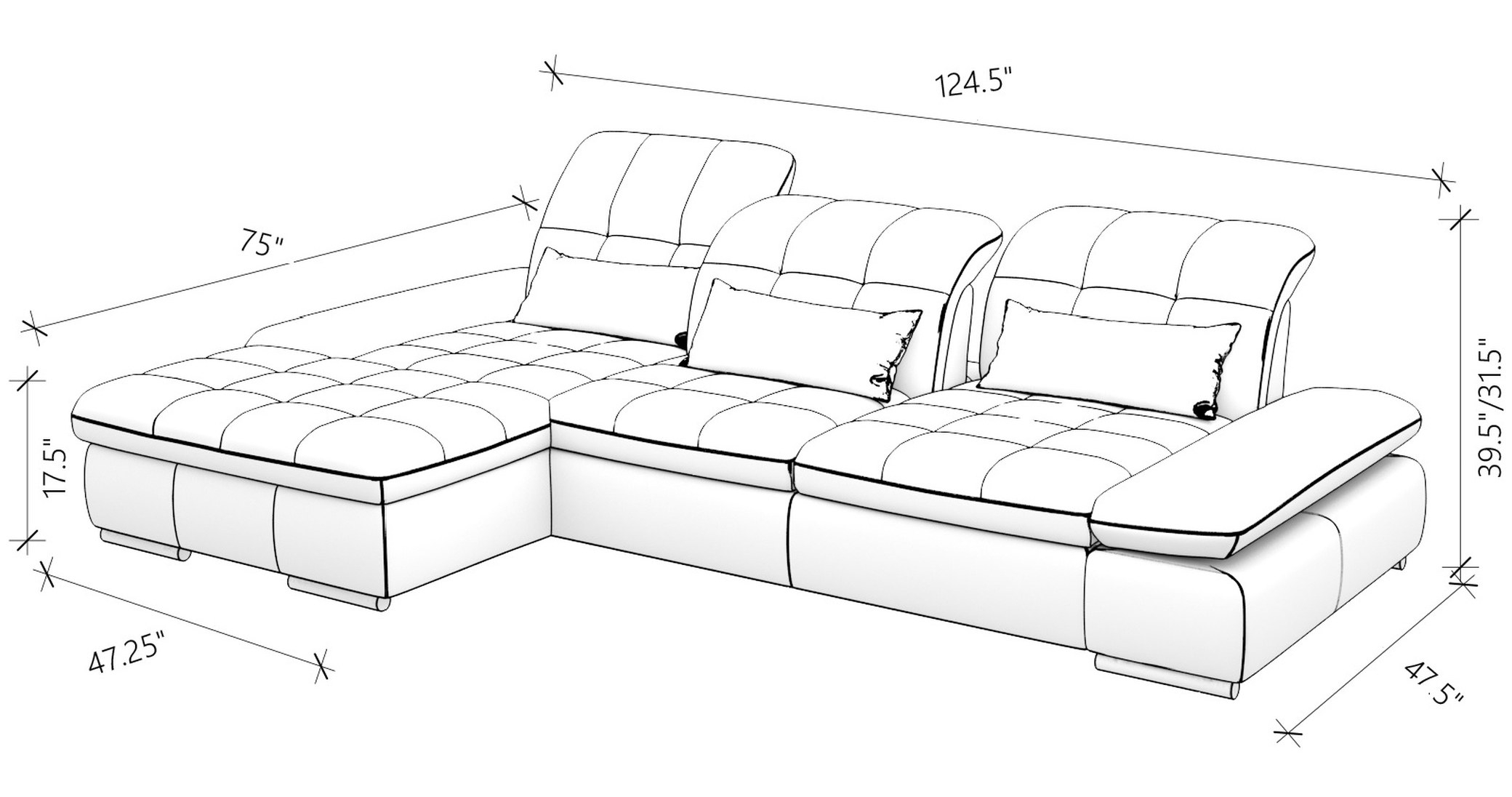 Barcelona 2-Piece Microfiber Storage Sleeper Sectional