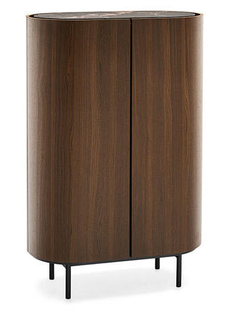Lake Ceramic/Wood/Metal Customizable Rounded Cupboard w/2 Doors & Metal Feet