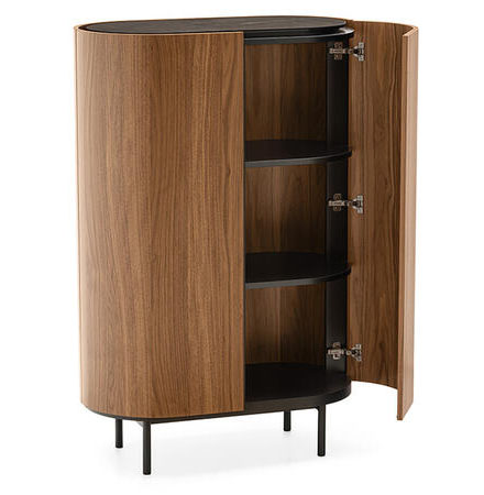 Lake Ceramic/Wood/Metal Customizable Rounded Cupboard w/2 Doors & Metal Feet