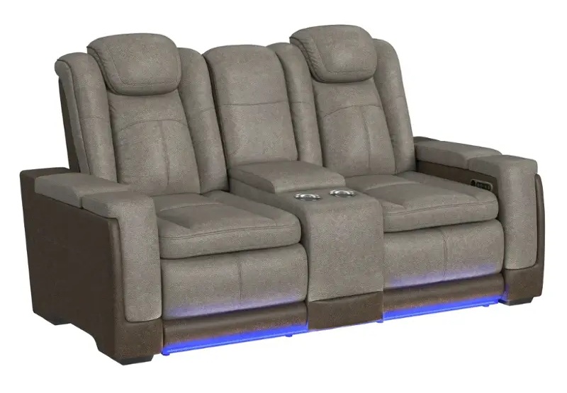 SM Lantana Faux Leather Power Reclining Living Room Set w/LED Light