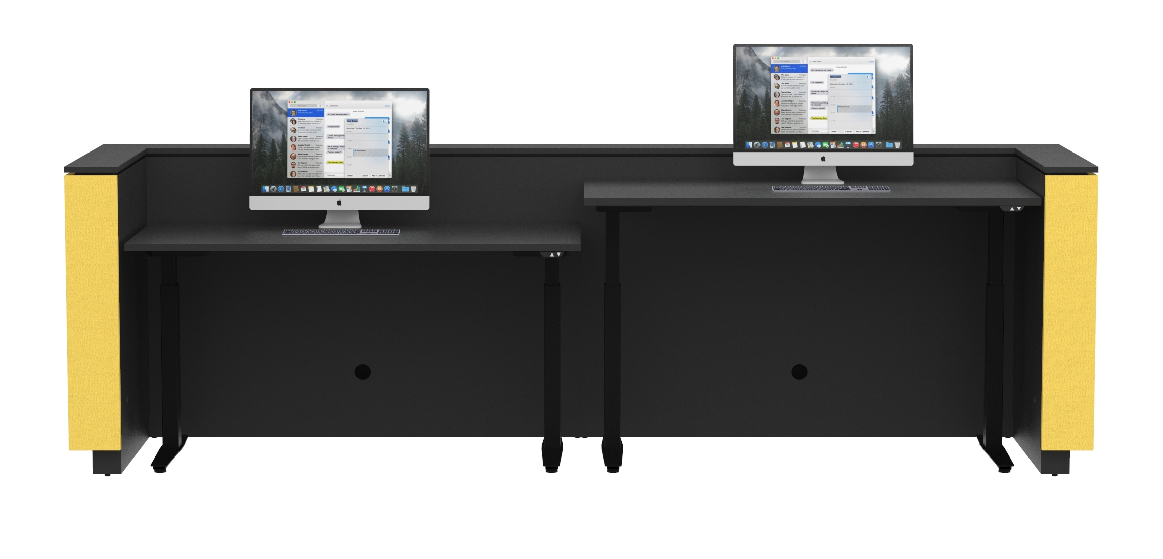 Domino 142" 2 Color Combination Sit And Stand Reception Desk
