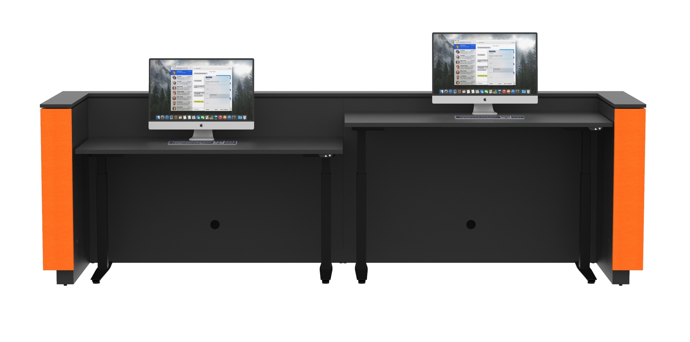 Domino 142" 3 Color Combination Sit And Stand Reception Desk