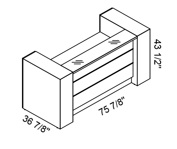 Valde 75" Straight Small Reception Desk Dimension