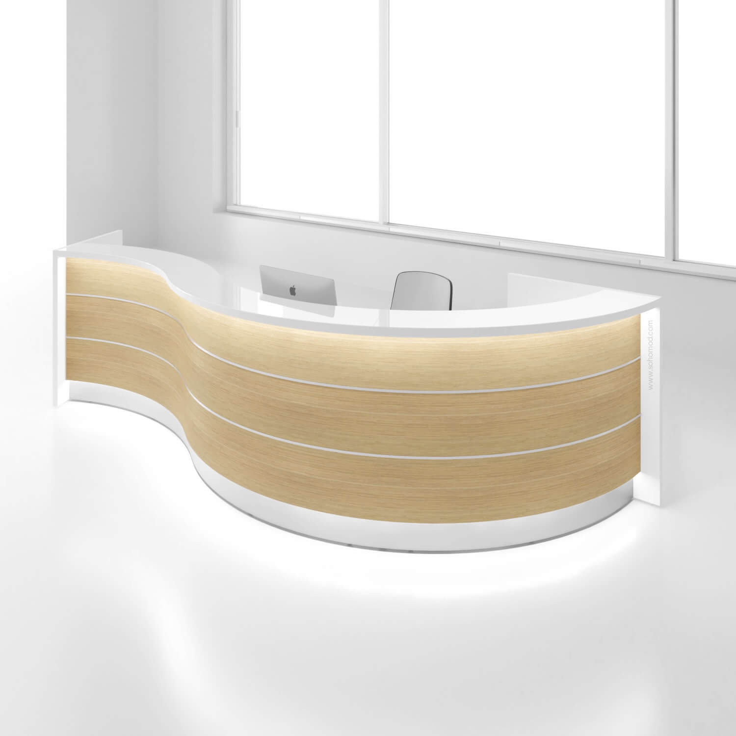 Valde LAV165L 106" Curved Reception Desk with Counter Top