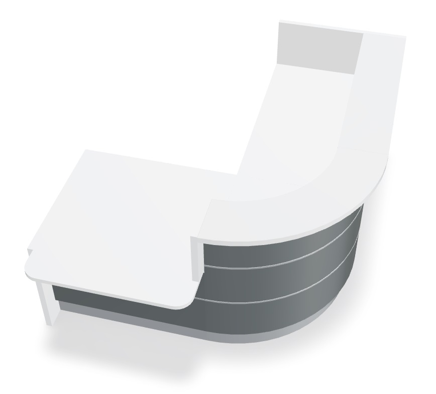 Valde 96-inch Corner Reception Desk in Grey High Gloss