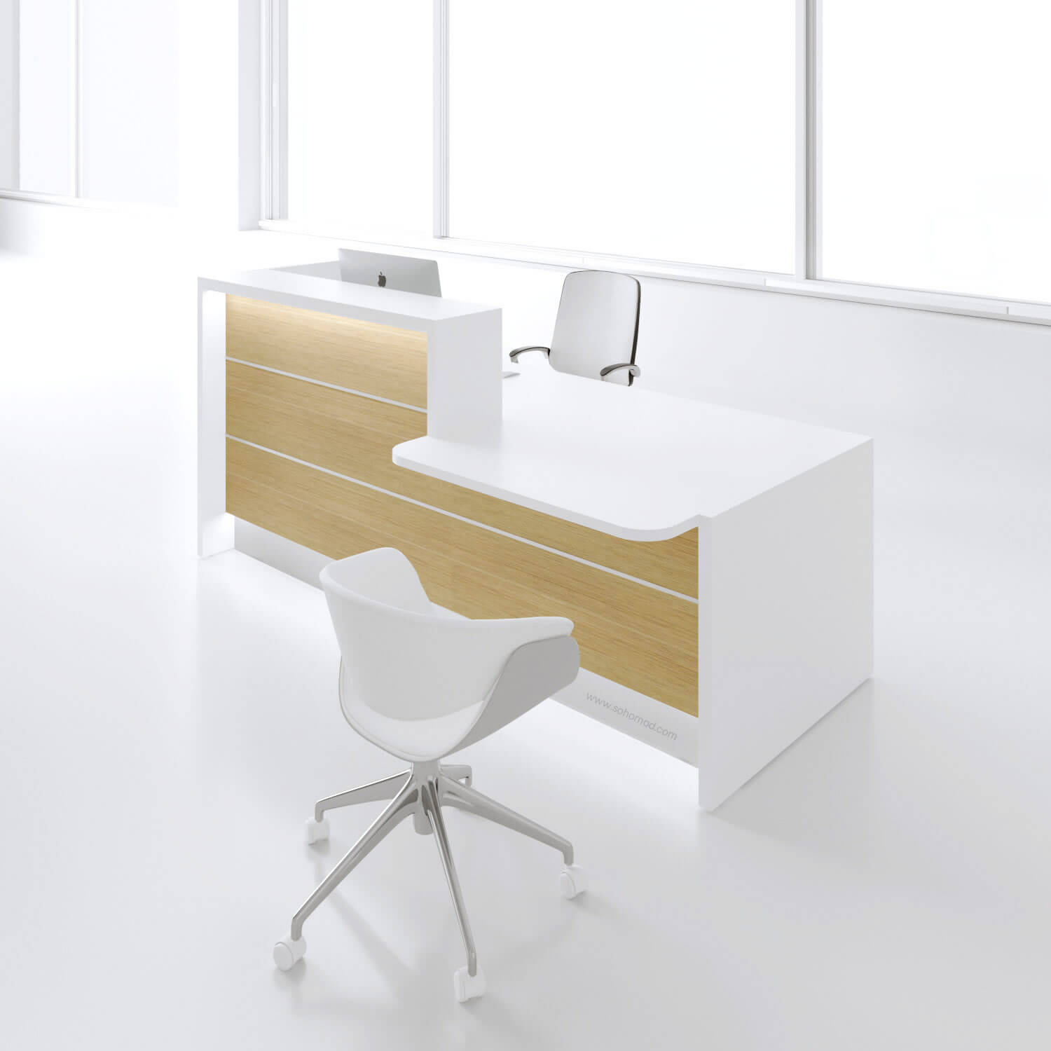 Valde 85" Straight Reception Desk w/Left Counter Top with yellow front