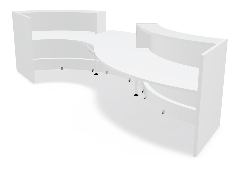 Valde 165" Curved Reception Desk w/Counter Top