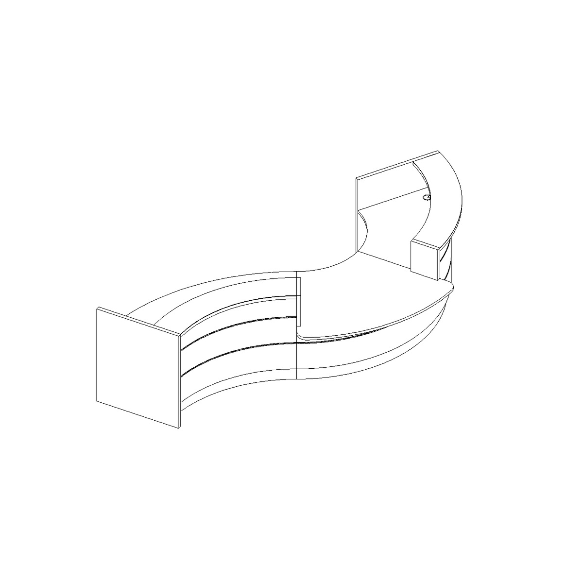 Valde 165" Curved Reception Desk in 2D