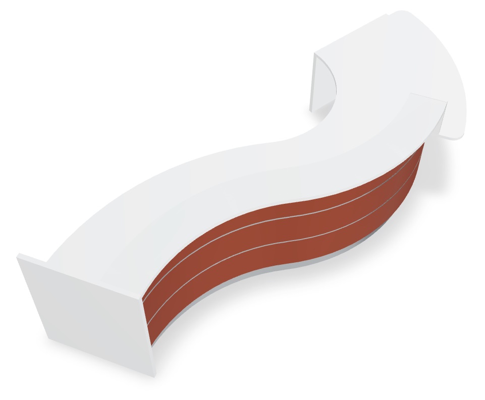 MDD Curved Reception Desk w/Right Counter Top