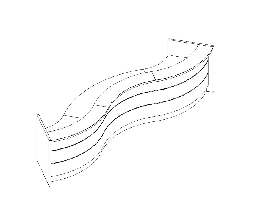 MDD Valde 179" Curved Reception Desk Dimension