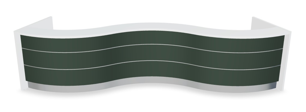 MDD Valde 179" Curved Reception Desk in Bottle Green Matt