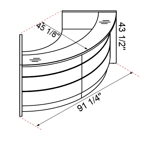 Valde 91" Curved cockpit Desk with dimention