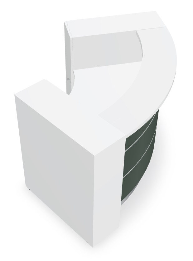 Valde 84" Curved Reception Desk Bottle Green Matt