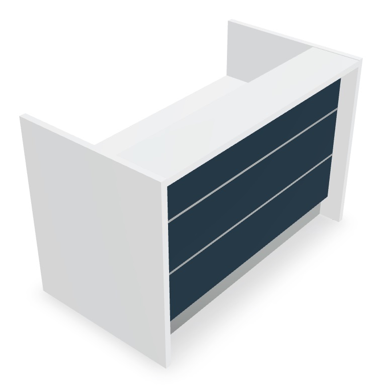MDD Valde White Reception Desk And Dark Blue Matt