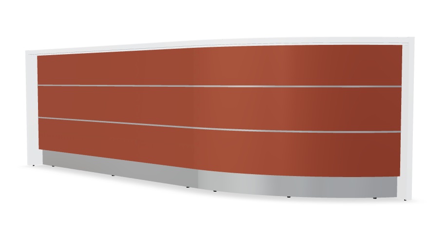 Valde 147" Curved Reception Desk by MDD Red Matt
