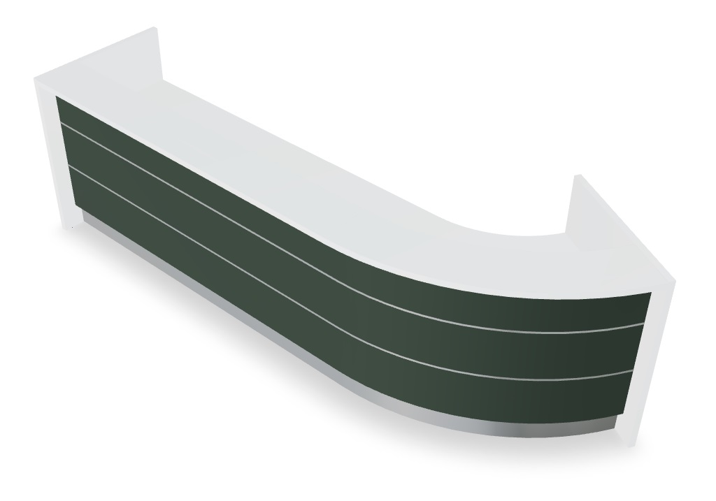 Valde 147" Curved Reception Desk by MDD Bottle Green Matt