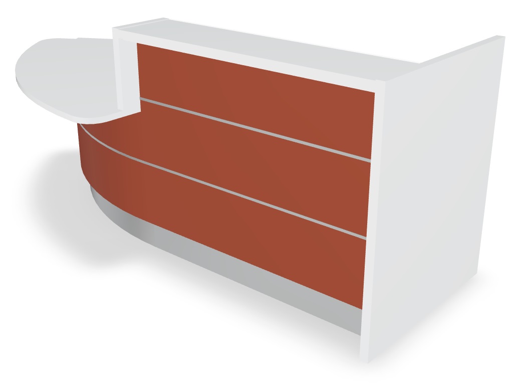 Valde 112" Curved Reception Desk in Red Matt