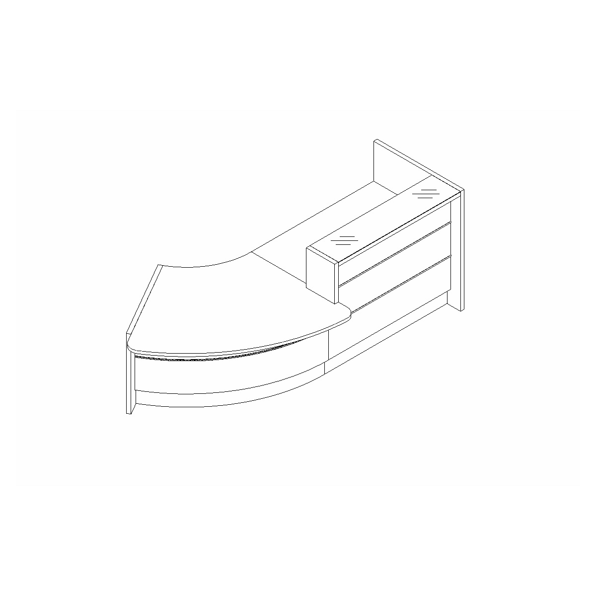 MDD Valde 112" Curved Reception Desk Dimension
