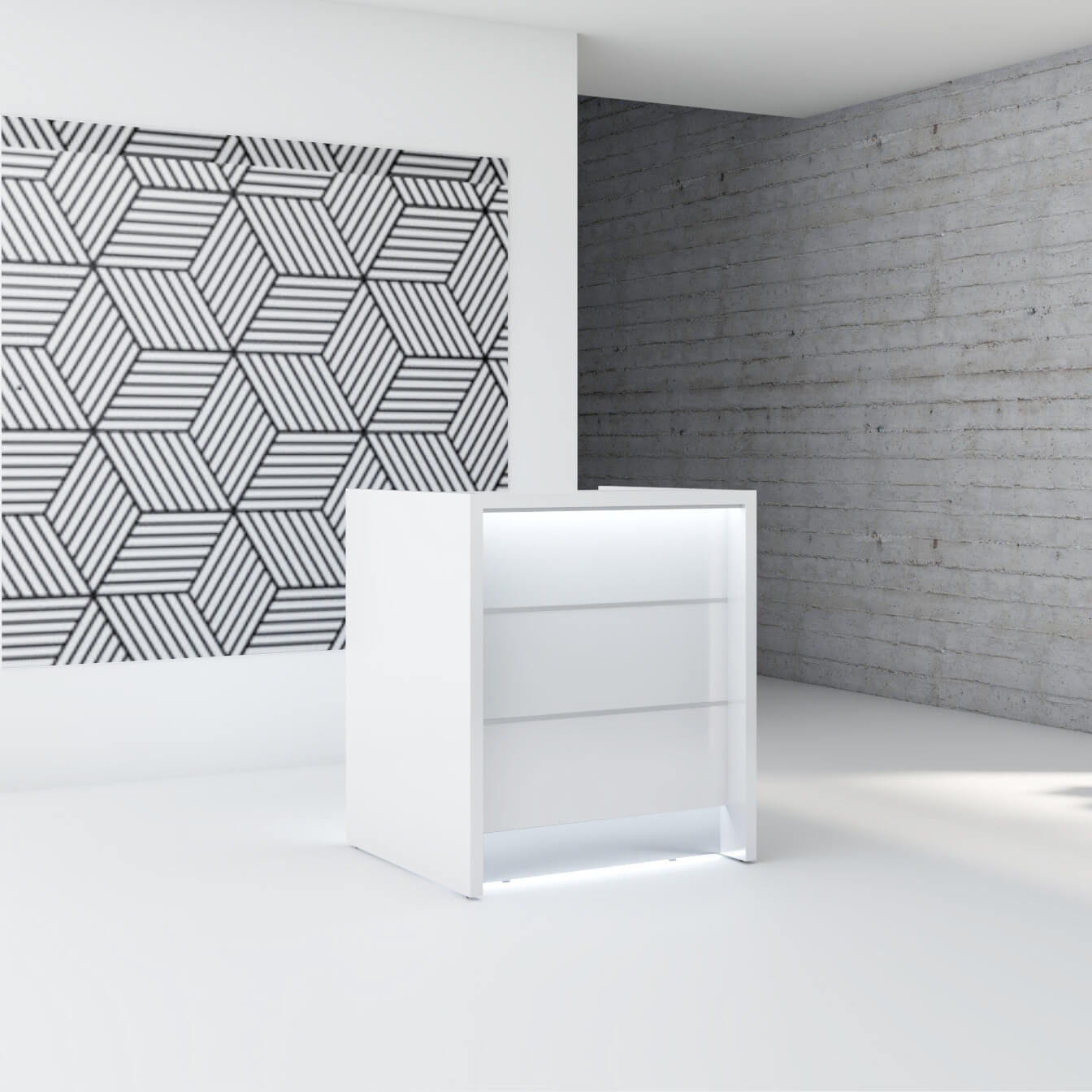 Valde 36" Straight Reception Desk in White High Gloss