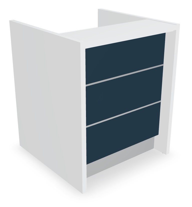 Valde 36" Straight Reception Desk in Dark Blue Matt