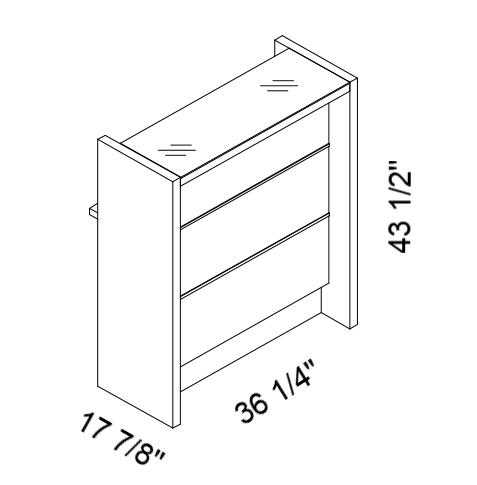 MDD Valde 36" Straight Small Reception Desk Size Information