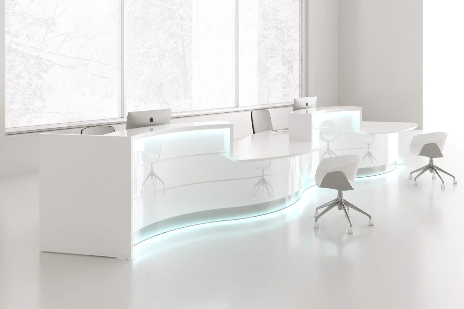 Valde LAV36L-LAV37L 251" Curved Reception Desk with Counter Top