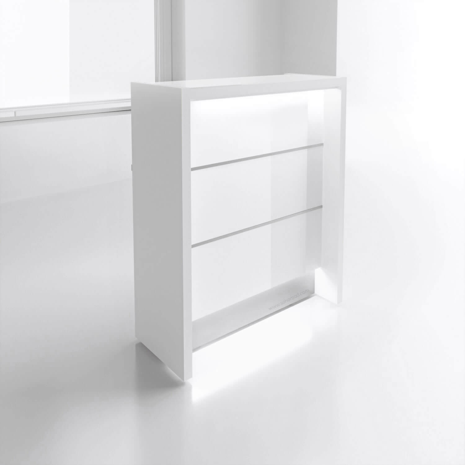 MDD VALDE LAV96L Reception Desk, High Gloss White