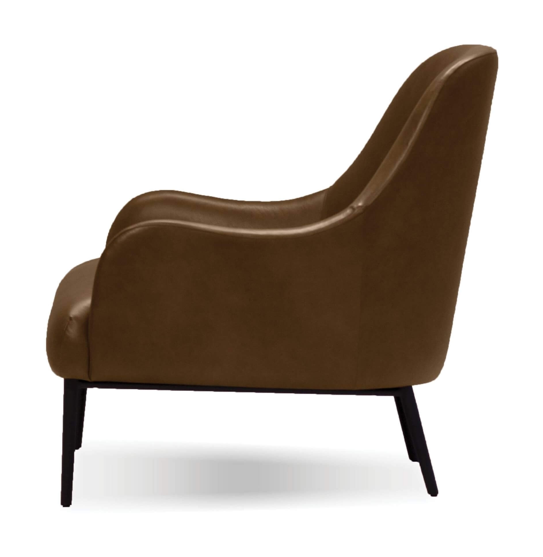 Swoon Leather Lounge Chair w/Black Powder Coated Legs