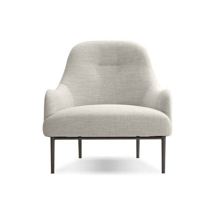 Swoon Fabric Lounge Chair, Black Powder Coated Legs