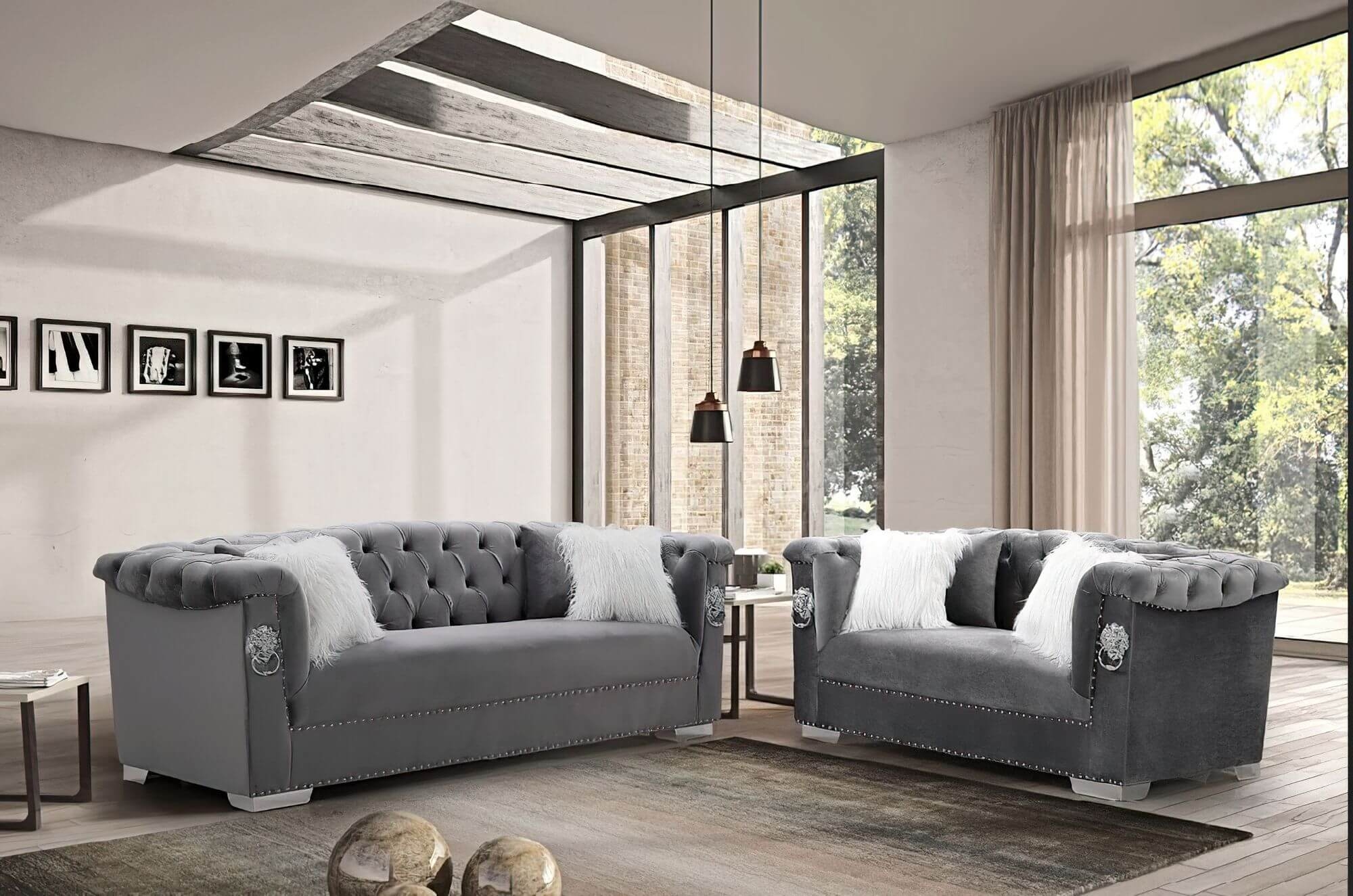 LCL-005 Italian Velvet Living Room Set